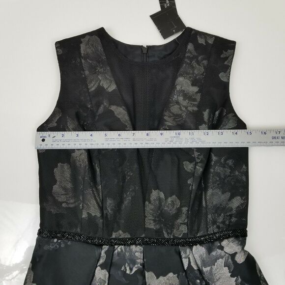 Carmen Marc Valvo Mesh Insert Brocade Cocktail Women's Dress Sz 4 NWT $680 D1 - Picture 5 of 8